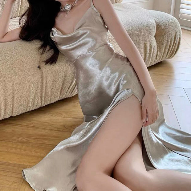 Retro Temperament Slit Cami Long Plus Size Prom Cocktail Dress