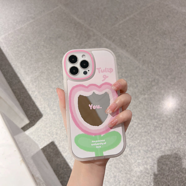 Mirror Gradient Flower Pink Iphone Case