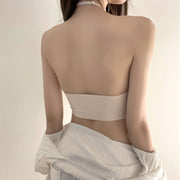 Front button push up breathable strapless bra