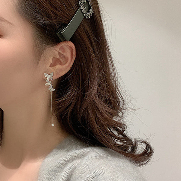 Asymmetric Butterfly Fringe Earrings Accessories
