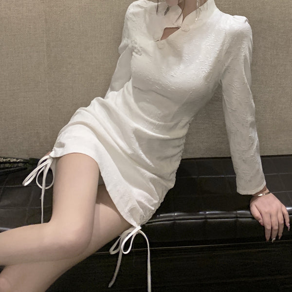 Drawstring Slim Fit Chinese Style Qipao Dress