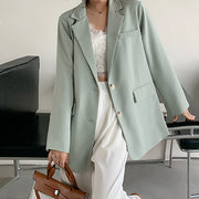 Long Sleeve Single Breasted Pocket Blazer Top