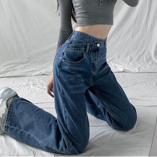 Loose high-rise straight-leg pants jeans