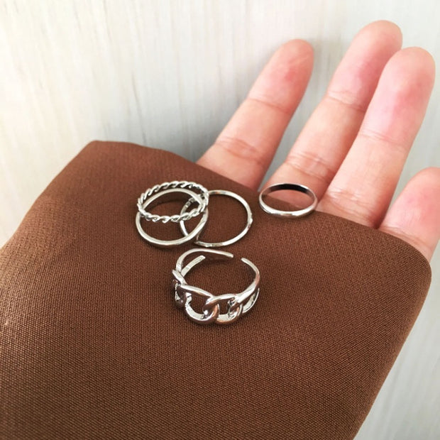 Twist personalized metal fashion ring set