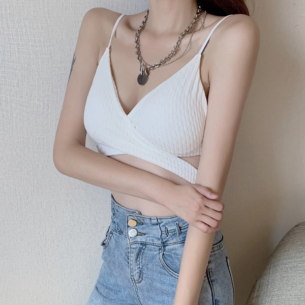 Cross Hollow Chest Support V-Neck Vest Top