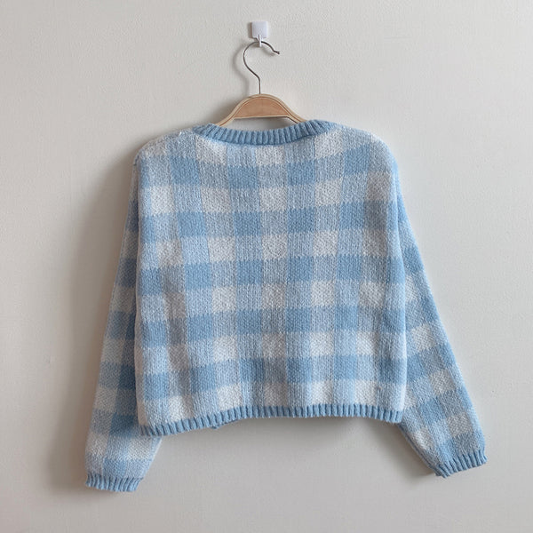Plaid Sweater Cardigan Set Knit Cami Cropped Coat