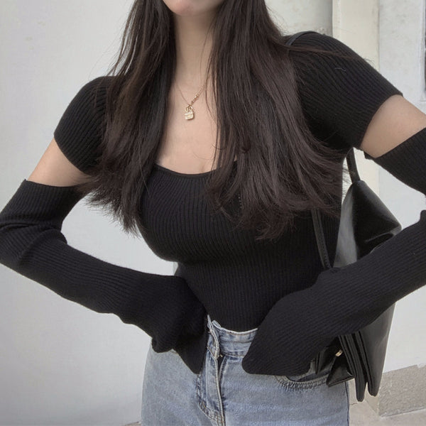 Inner Knitted Top Long Sleeve Sweater