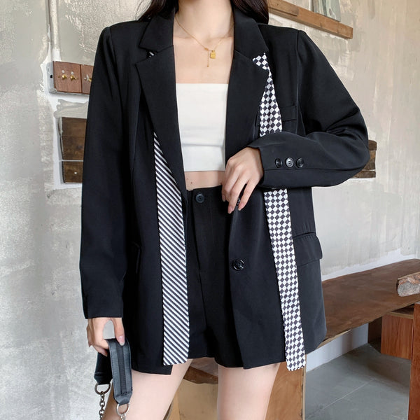 Black Plus Size Casual Blazer Long Sleeves Top