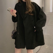 Solid color double-breasted woolen winter coat