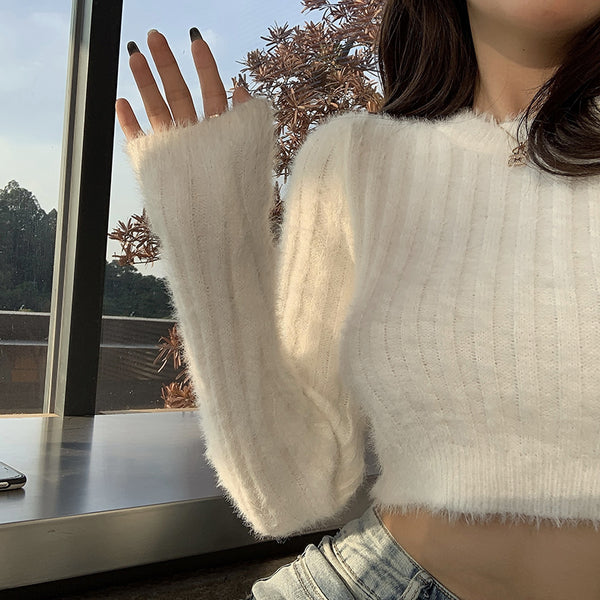 High Waist Sweater Cropped Crop Knit Top