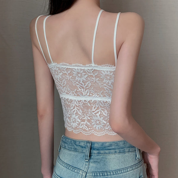Lace Halter Camisole Chest Pad Tube Top