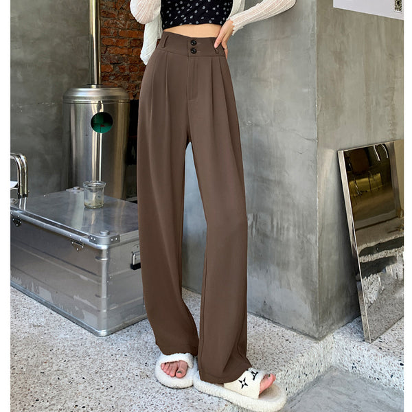 Loose Straight Wide Leg High Waist Casual Suit Pants