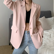 Long Sleeve Single Breasted Pocket Blazer Top