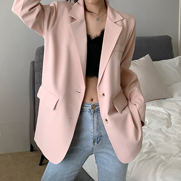 Long Sleeve Single Breasted Pocket Blazer Top