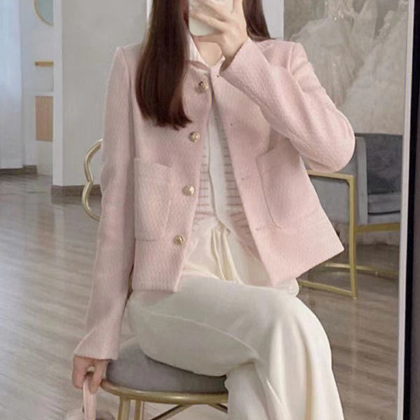 Light Pink Short Coat Long Sleeve Top