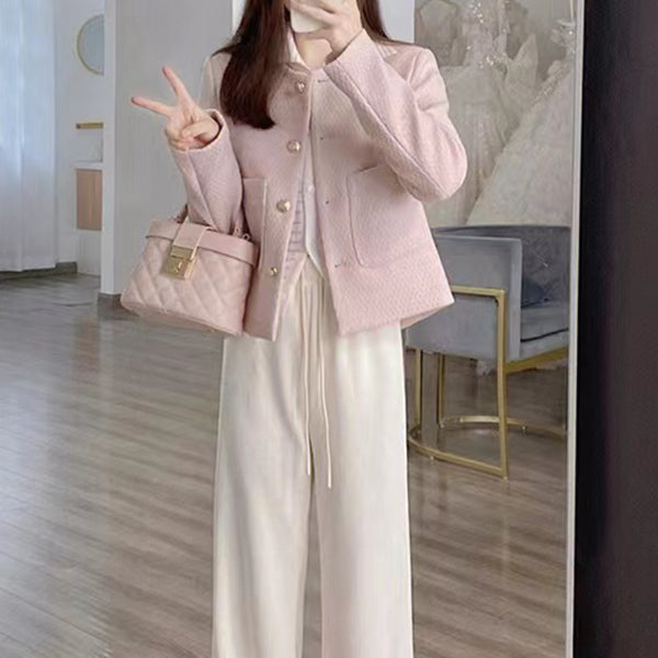 Light pink short coat long sleeve top