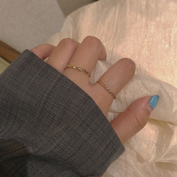 Plain Circle Stacked Twist Index Finger Open Ring