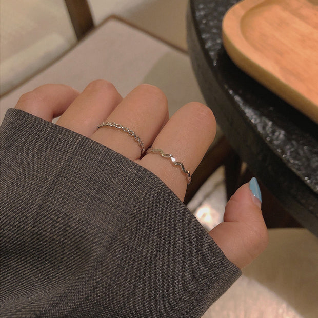 Plain Circle Stacked Twist Index Finger Open Ring