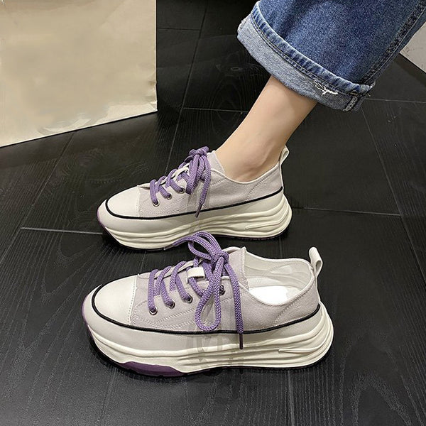Thick Sole Line Lace Up Sports Casual Shoes