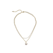 Retro double layer pearl clavicle chain necklace