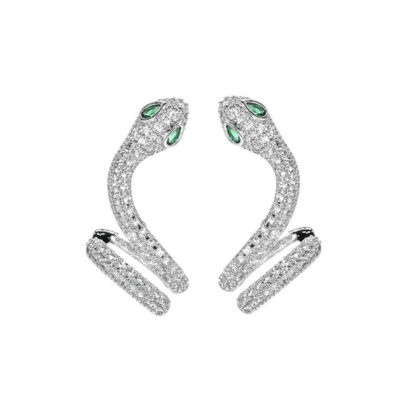 Silver Snake Shaped Unique Design Earrings