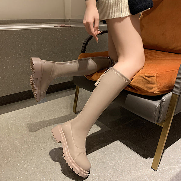 High Tall Thick-Soled Over The Knee Flat Boots