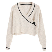 Knit cardigan v-neck top short sweater coat