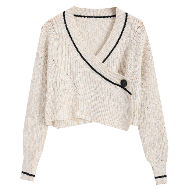 Knit cardigan v-neck top short sweater coat