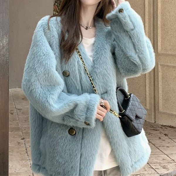 Faux Fur Mink Long-Sleeved Cotton Coat