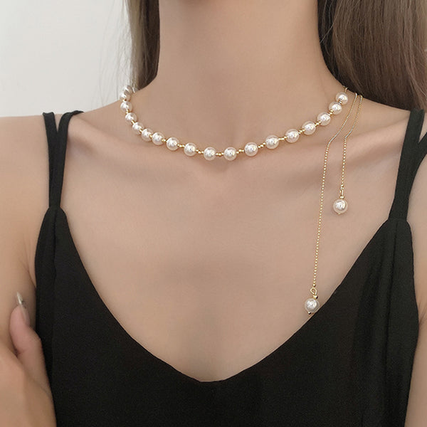 Pull Pearl Clavicle Chain Accessories Neck Necklace