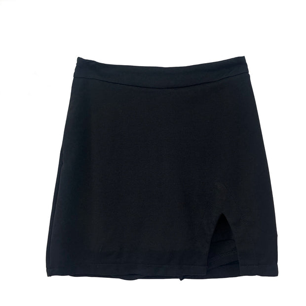 Sleeveless single breasted top black skirt set