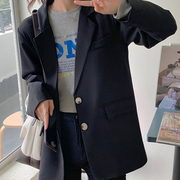 Long Sleeve Single Breasted Pocket Blazer Top