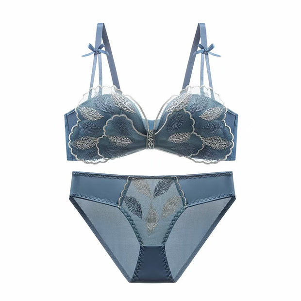 Feather embroidered non-slip breathable lingerie