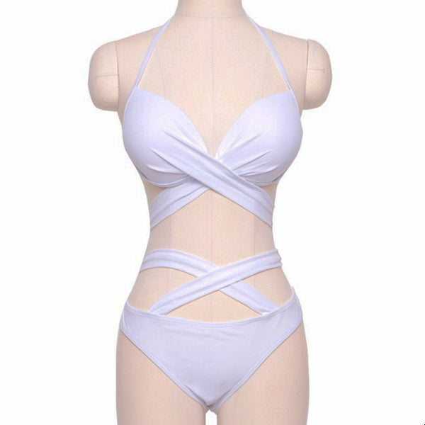 Cross-Tie Halter Sexy Bikini Swimsuit Set