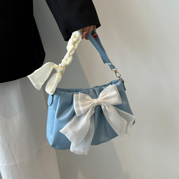Portable Bowknot Pleated All-Match Shoulder Messenger Bag