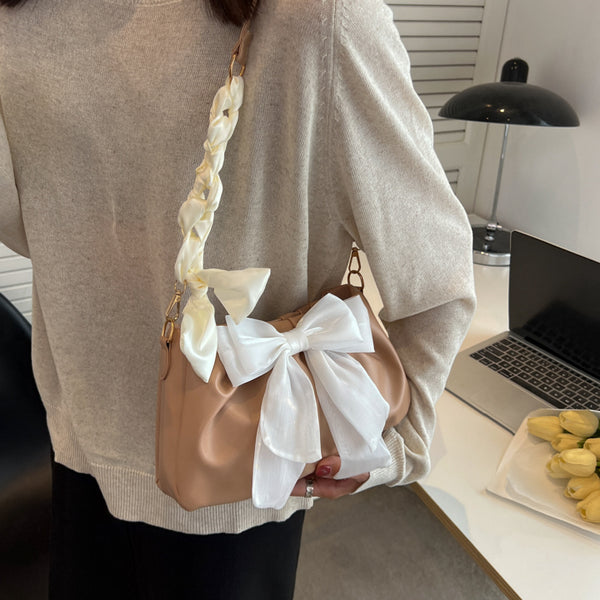 Portable Bowknot Pleated All-Match Shoulder Messenger Bag