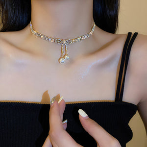 Bow Knot Pearl Clavicle Chain Necklace Accessories