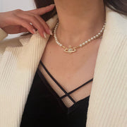 Saturn Pearl Clavicle Chain Necklace Retro