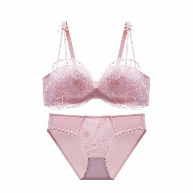 Feather embroidered non-slip breathable lingerie