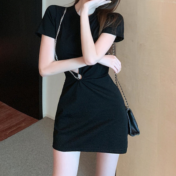 Black Bodycon Short Sleeve A-Line Dress