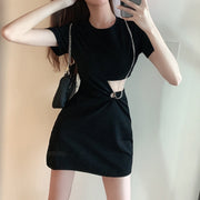 Black Bodycon Short Sleeve A-Line Dress