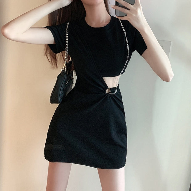 Black Bodycon Short Sleeve A-Line Dress