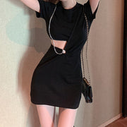 Black Bodycon Short Sleeve A-Line Dress