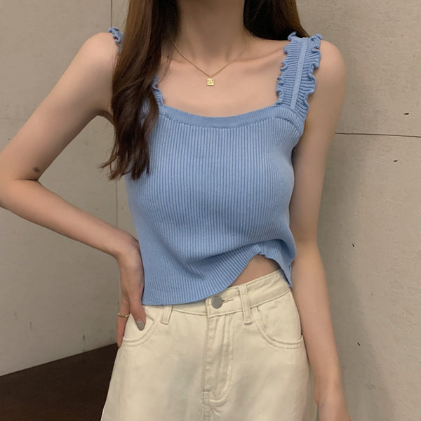 Camisole Solid Color Knitted Tube Top