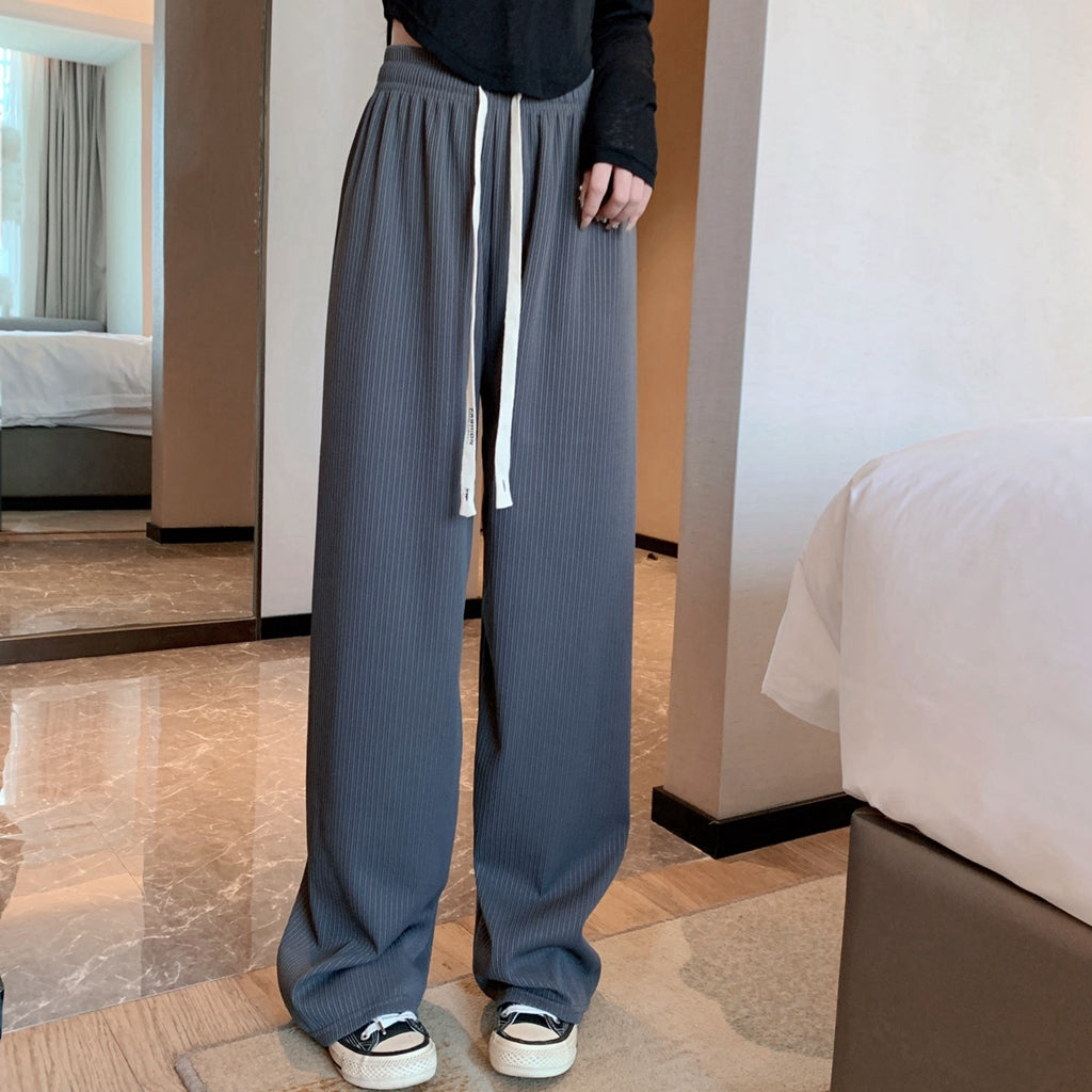 Wide-Leg Trousers High-Waisted Straight Pants