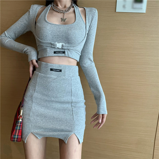 Halter vest skirt sun protection long sleeve coat set