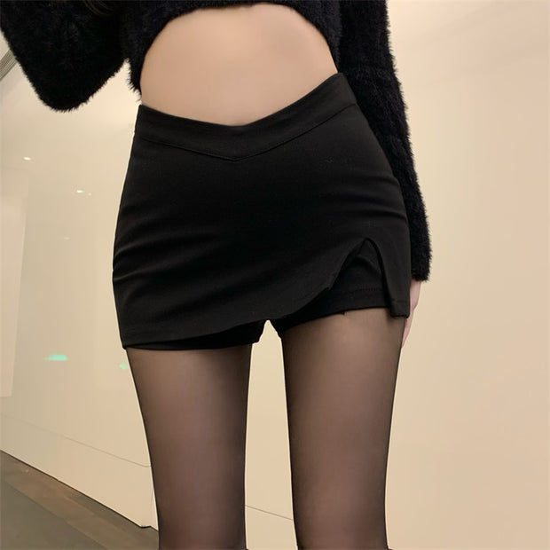 Black high waist buttocks shorts skirt