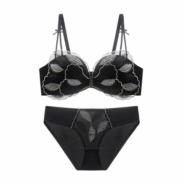 Feather embroidered non-slip breathable lingerie
