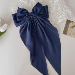 Solid Color Bow Back Head Spring Clip Hair Clip