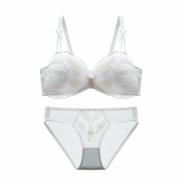 Feather embroidered non-slip breathable lingerie